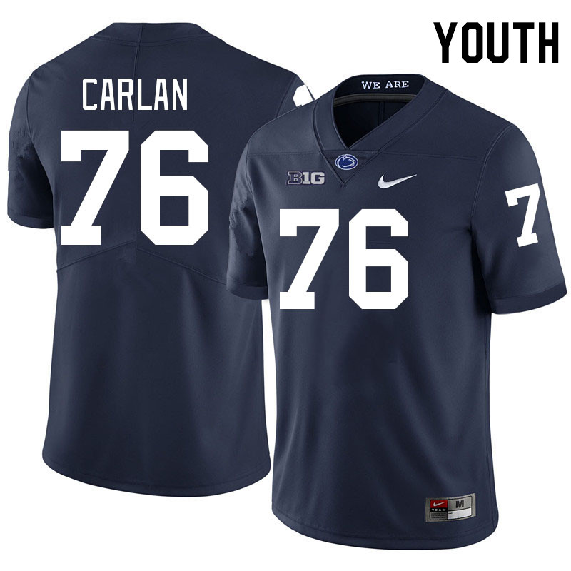 Youth #76 Mason Carlan Penn State Nittany Lions College Football Jerseys Stitched-Navy